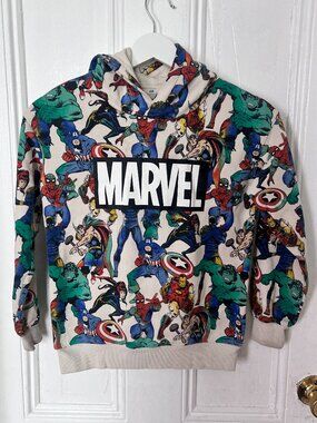 H&M Marvel Avengers Hoodie Kids 8-9Y Spiderman Hulk Graphic Sweatshirt Superhero
